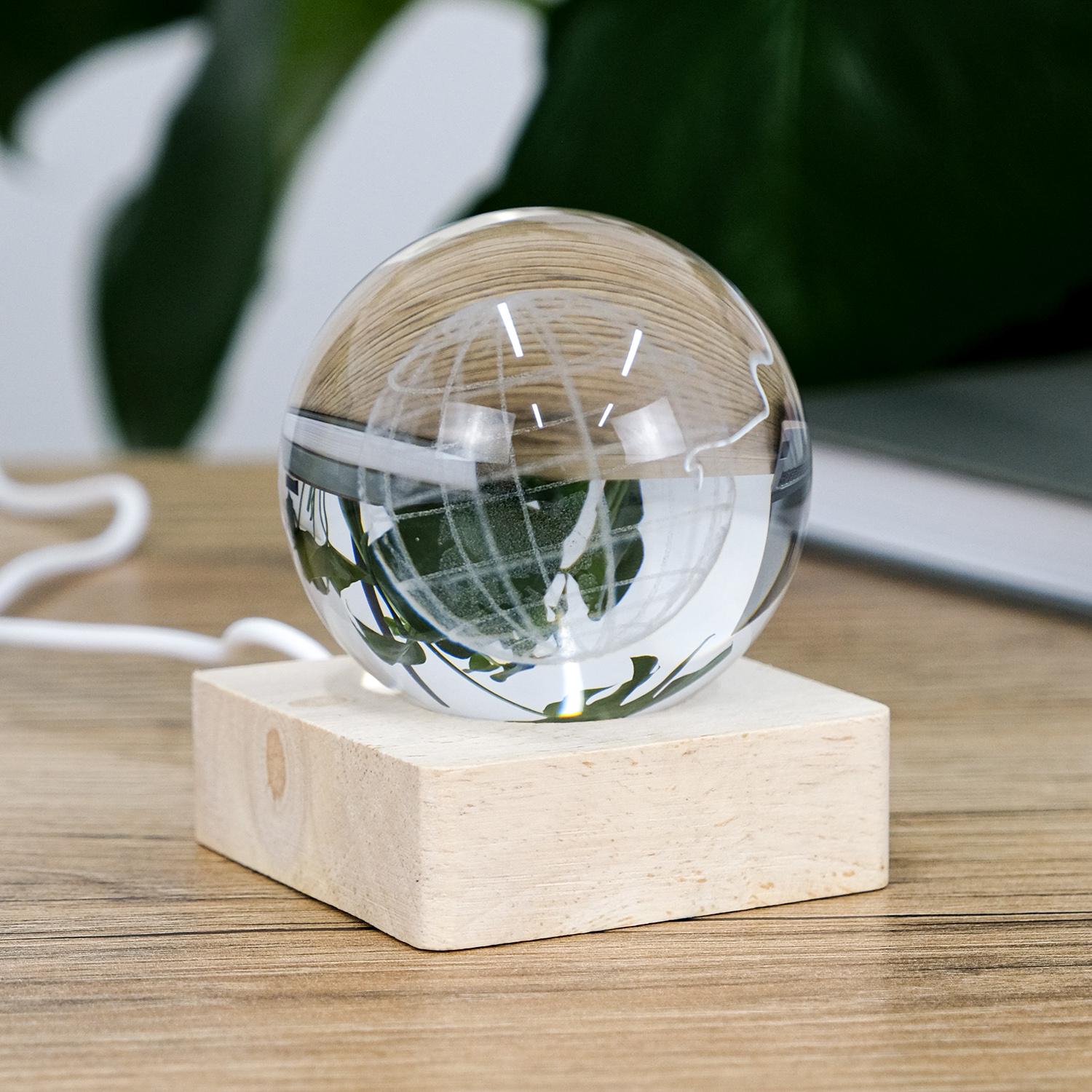 Глобус лазерный 3D Гранд Презент с LED подсветкой на деревянной подставке USB 7,5х6,5 см (MH-Q0198-1-6D) - фото 4