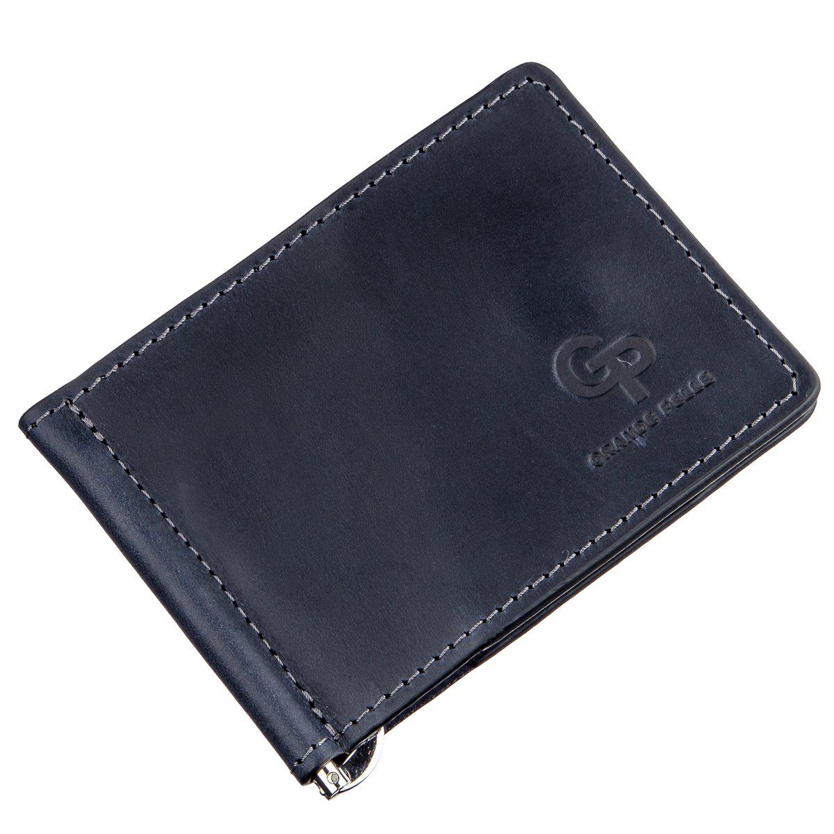 Зажим для денег Grande Pelle 11201 из натуральной кожи Синий