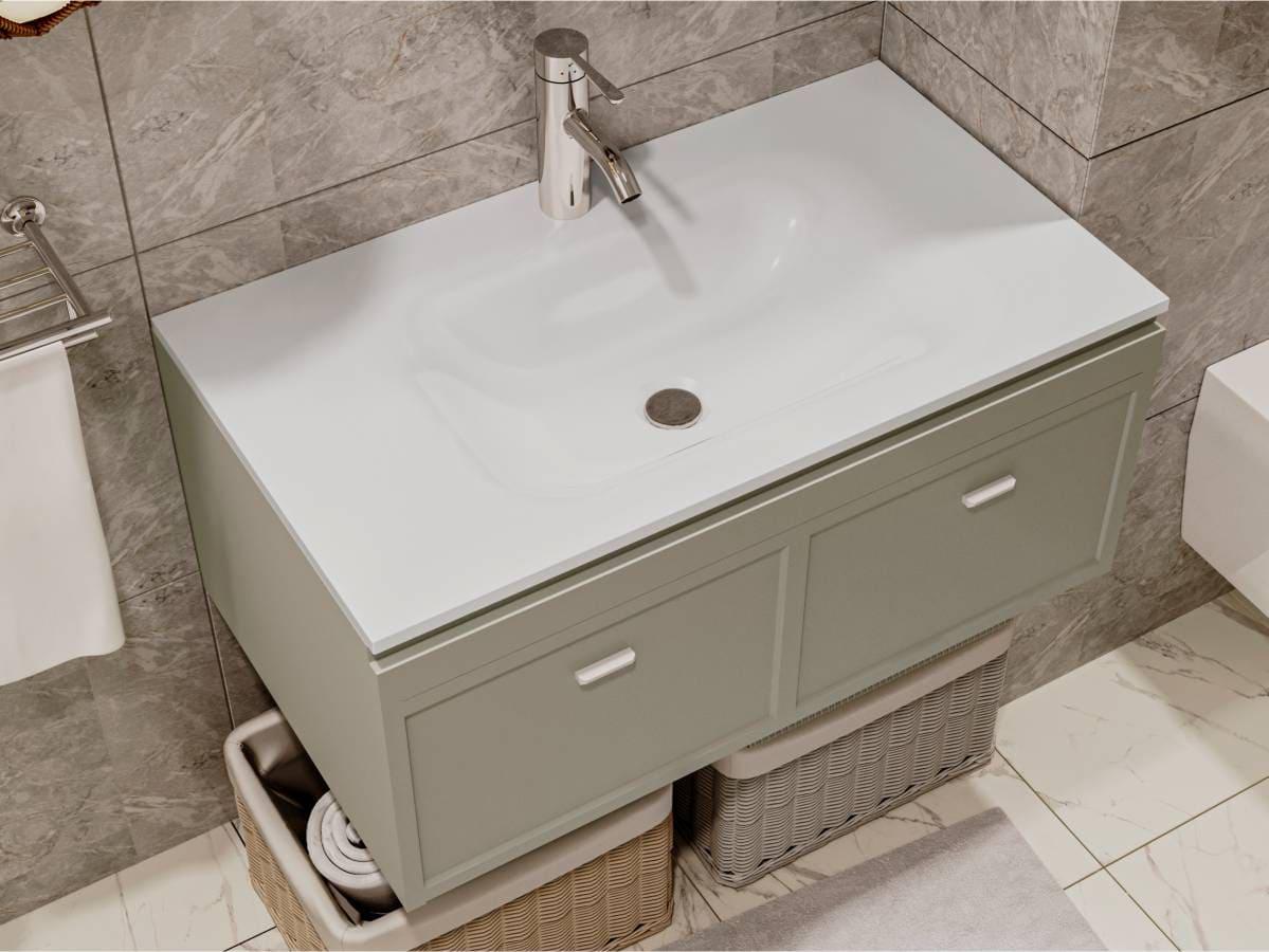 Умивальник зі штучного каменю Miraggio JESSEL 800 170х82х57 см Білий (33996771)