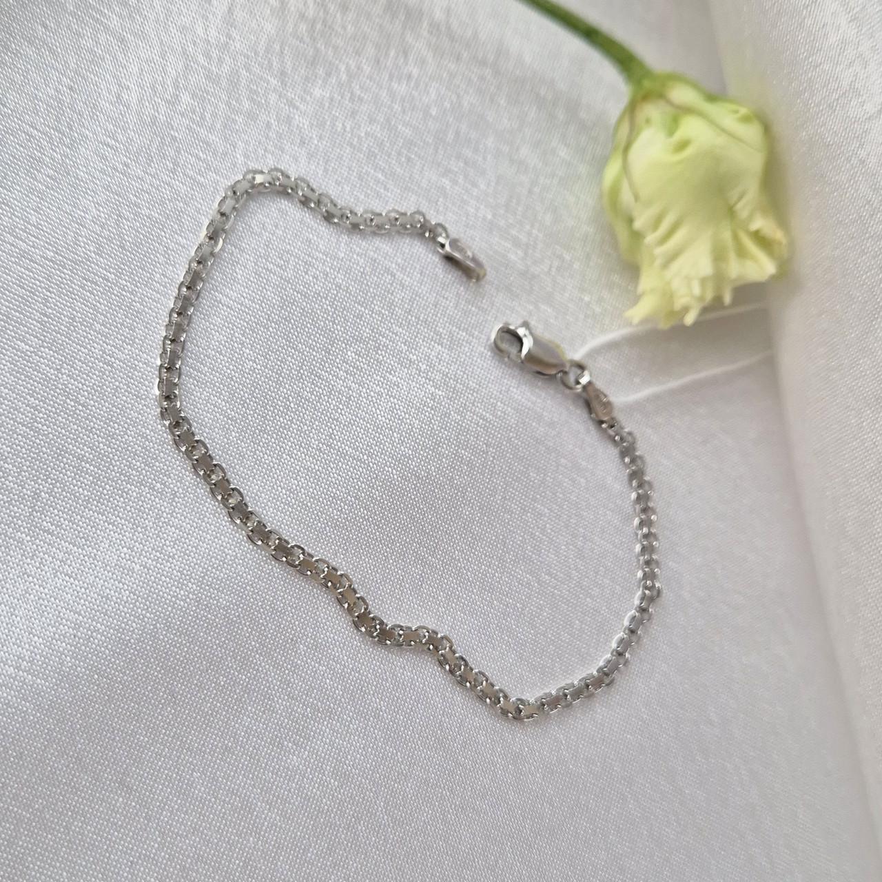 Браслет плоский бісмарк срібло 925 проби родоване 1,90 г 19,5 см (065р1/19.5)