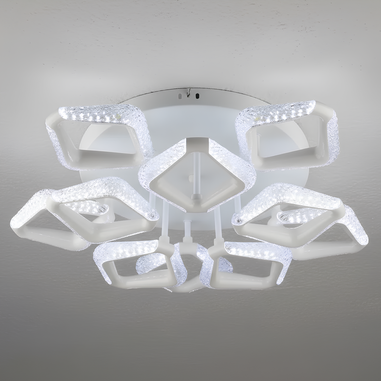 Люстра светодиодная Sirius 60W с плафонами-ромбами 3000K/6500K Белый (B YH1301/10 WT)