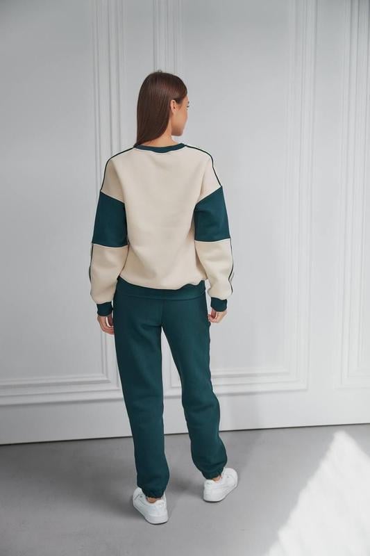 Світшот жіночий з надписом Fashion M Бежевий/Зелений (М145.4) - фото 2