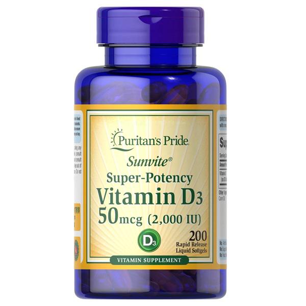 Витамин D Puritan's Pride Vitamin D3 2000 IU 200 softgels