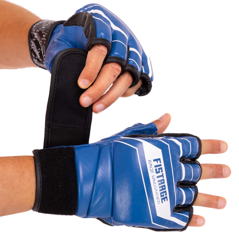 Перчатки для смешанных единоборств кожаные MMA FISTRAGE VL-4296 M Синий/Черный