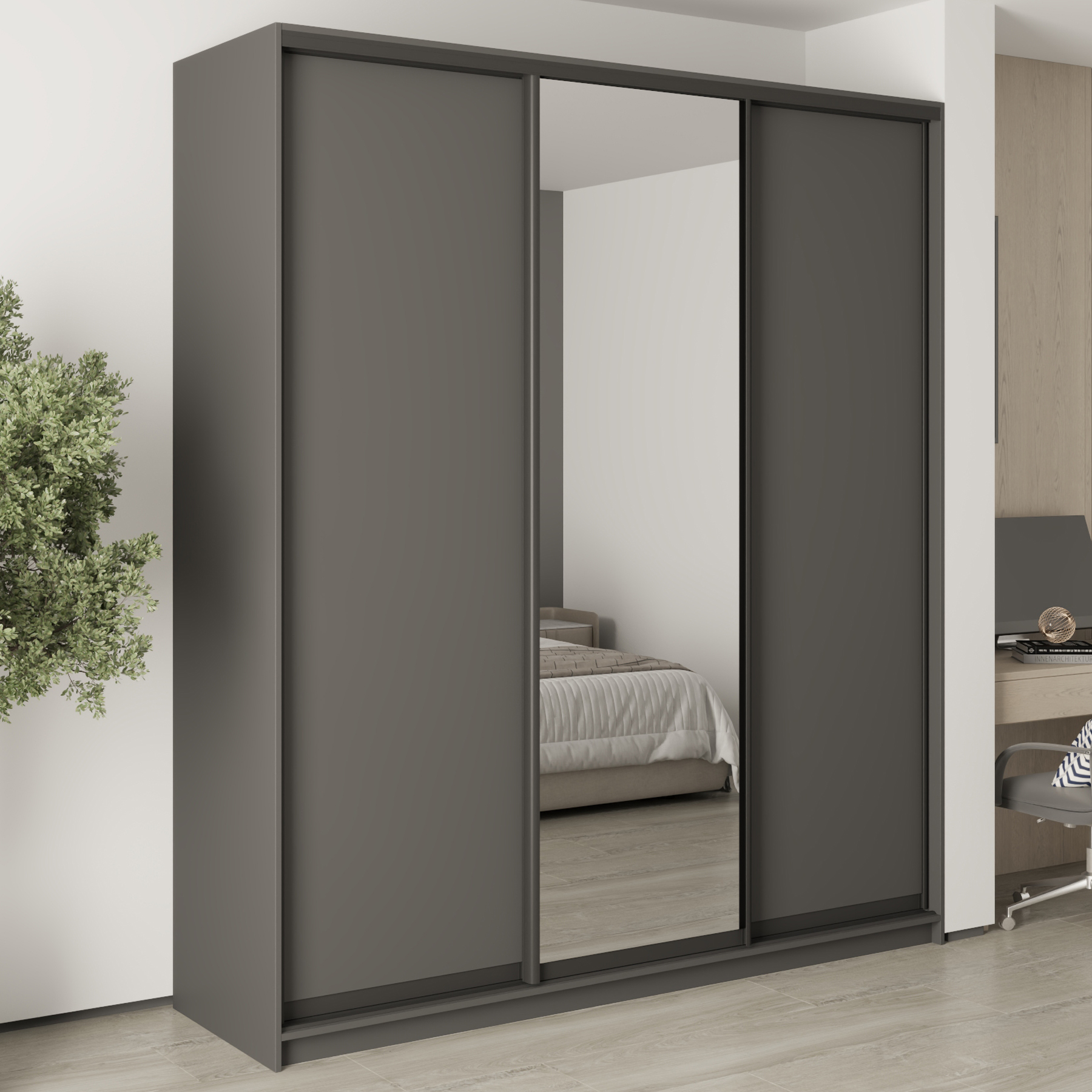 Шкаф-купе трехдверный Mebel Star Комбо BG MBS-9621 210х60х240 см Антрацит (1009610)