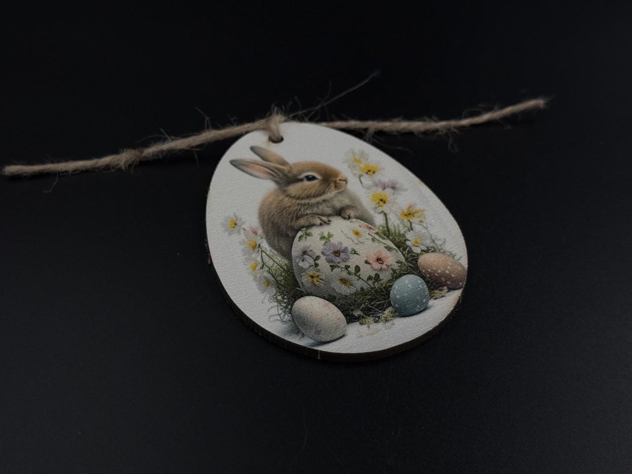 Заготовка-подвеска для рукоделия Пасхальное яйцо с принтом пасхальный зайчик под декупаж и роспись 8х6 см Разноцветный (XV-006) - фото 3 Заготовка-подвеска для рукоделия Пасхальное яйцо с принтом пасхальный зайчик под декупаж и роспись 8х6 см Разноцветный (XV-006) - фото 3