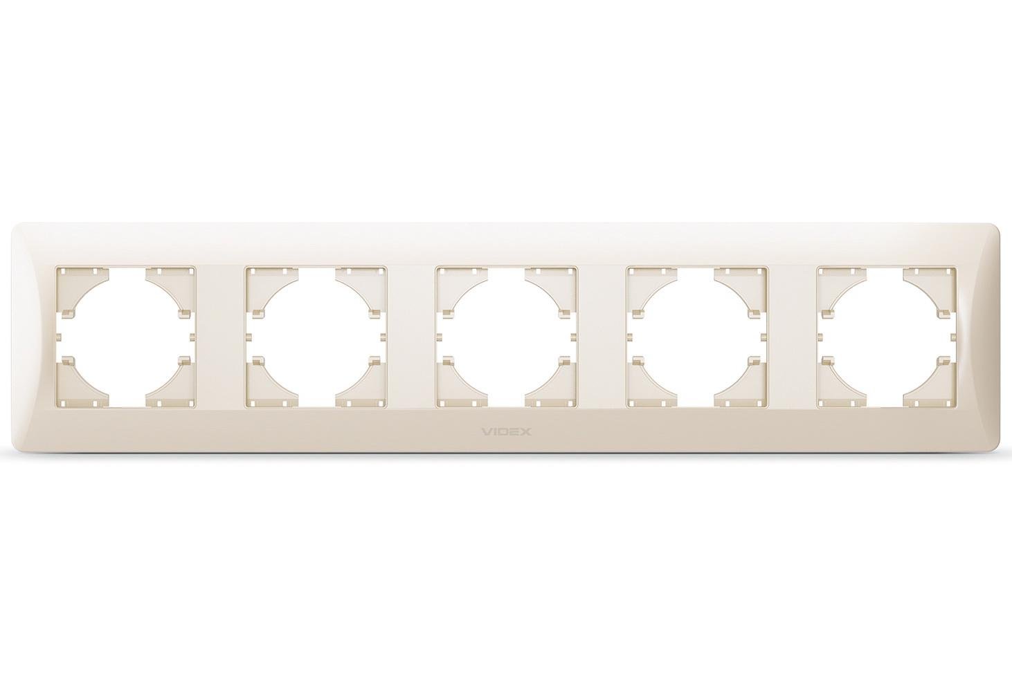 Горизонтальная пластиковая рамка на 5 постов Videx Binera VF-BNFR5H-CR Кремовый