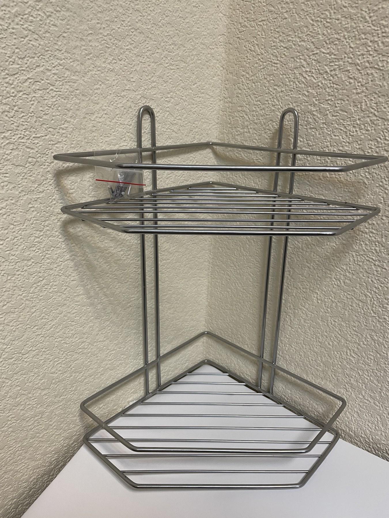 Полка угловая MOBILITY 2-х ярусная для ванной комнаты металлическая 32,5х19,5х19,5 см Серый (26741717)