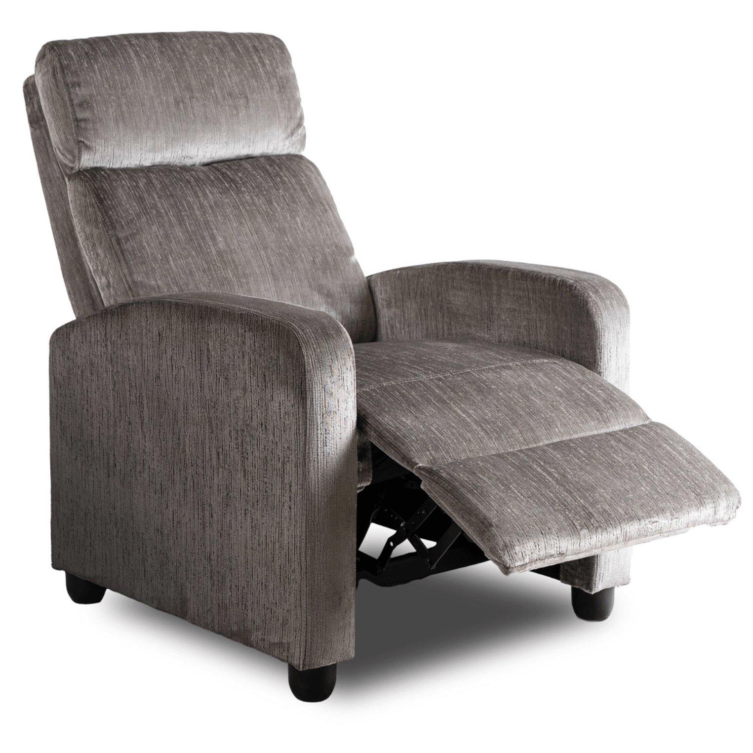Крісло м'яке Mebel Elite DANNY Welur розкладне з реклайнером Сірий (ME.DANNY/P/V/FW)