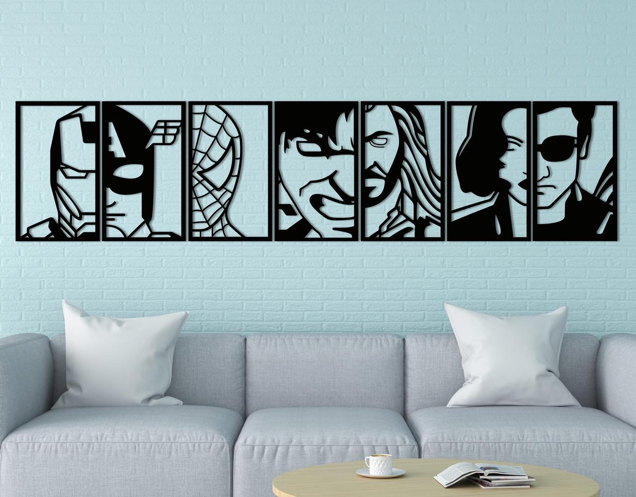 Декоративное панно на стену Upwood Decor In 1 Avengers 60,5х260 см Black (1582900716)