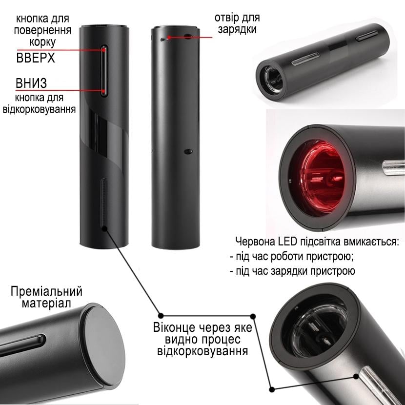 Штопор для вина на аккумуляторе WINE SET (29332458) - фото 3 Штопор для вина на аккумуляторе WINE SET (29332458) - фото 3