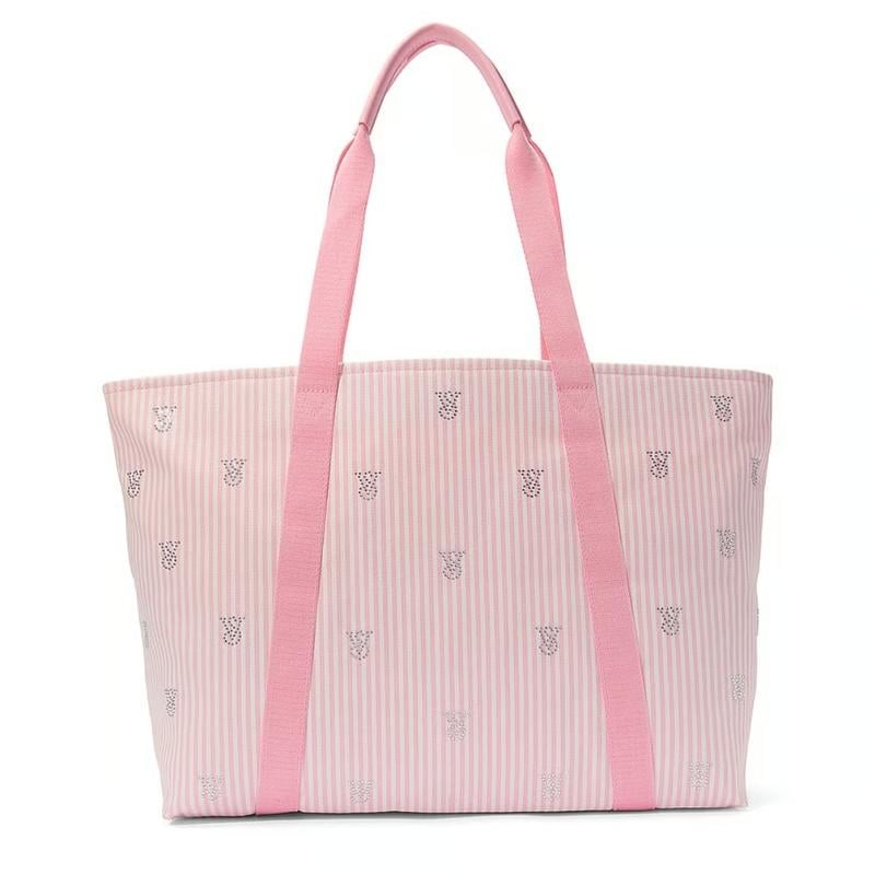 Сумка-шопер Victoria’s Secret у смужку з лого та стразами (27094084)