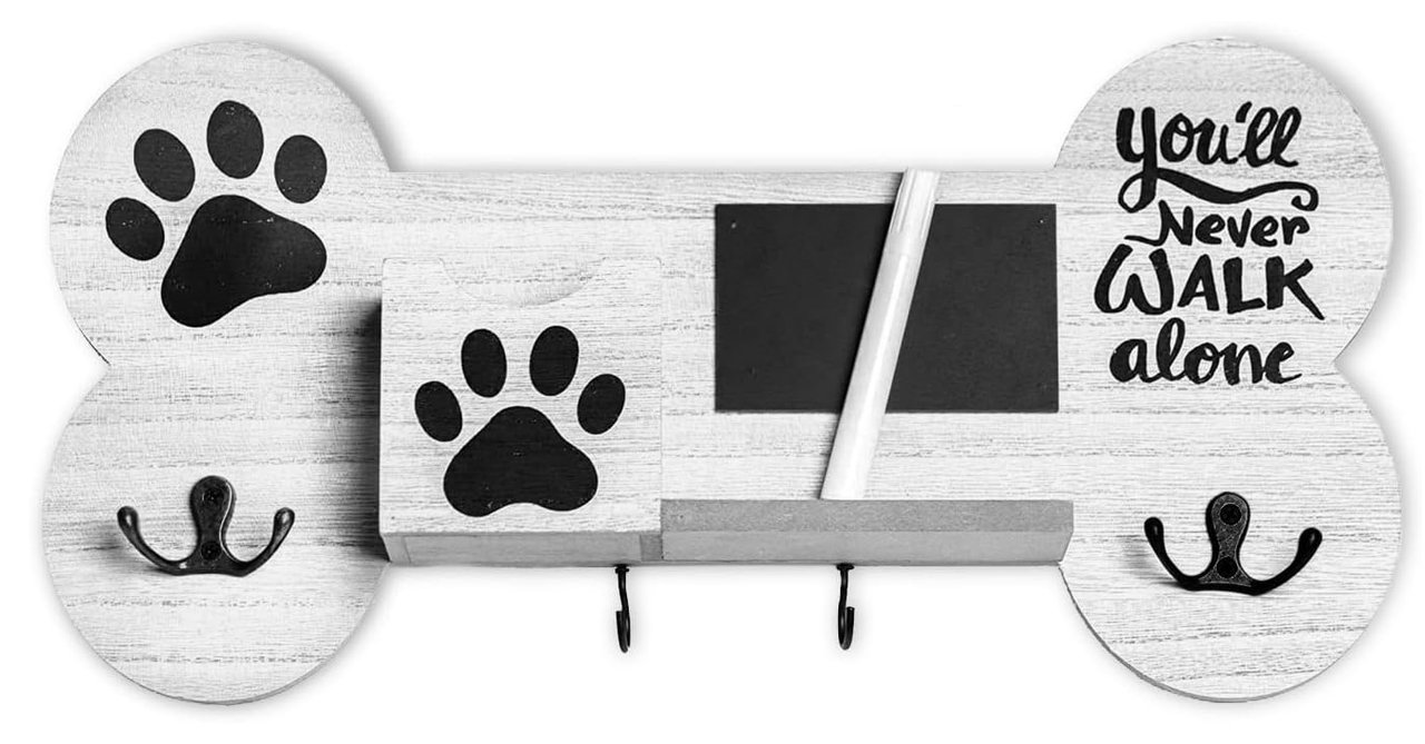 Органайзер-полочка деревянная для поводков и аксессуаров собак Wooden Dog Leash Organizer Vintage White (3033789942)