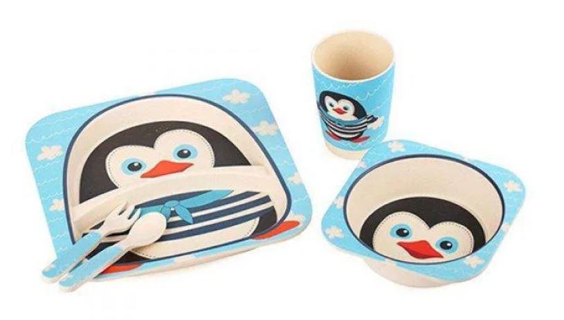 Набор детской бамбуковой посуды Stenson MH-2770-14 пингвин, 5 пр. - фото 4 Набор детской бамбуковой посуды Stenson MH-2770-14 пингвин, 5 пр. - фото 4
