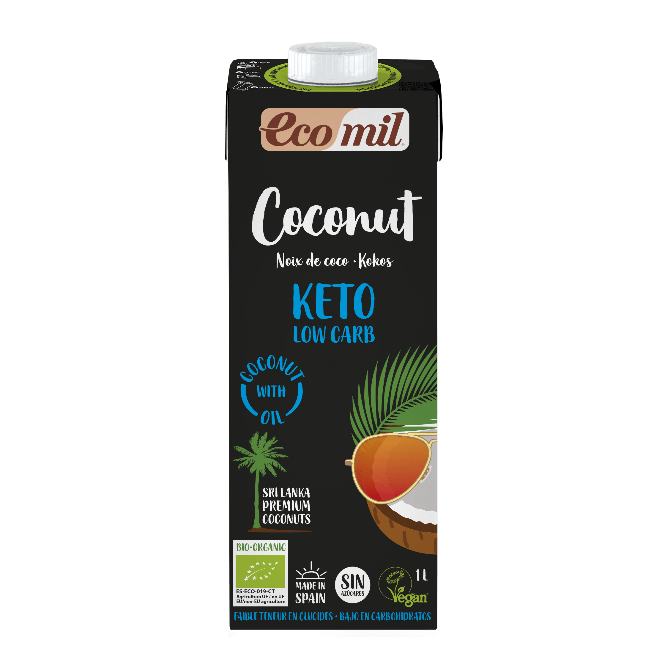 Молоко Ecomil органічне рослинне Кeto з кокосу без цукру 1 л (193243)