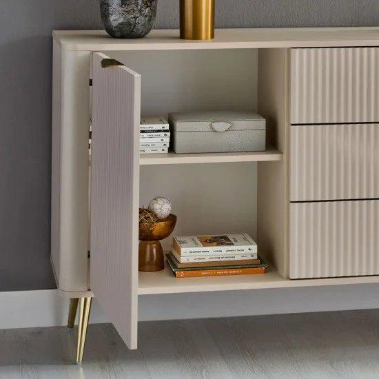 Комод Perfect Home Lante 1D3S/138 1-дверный с 3 ящиками и золотыми ножками Бежевый (PFH-091116) - фото 9