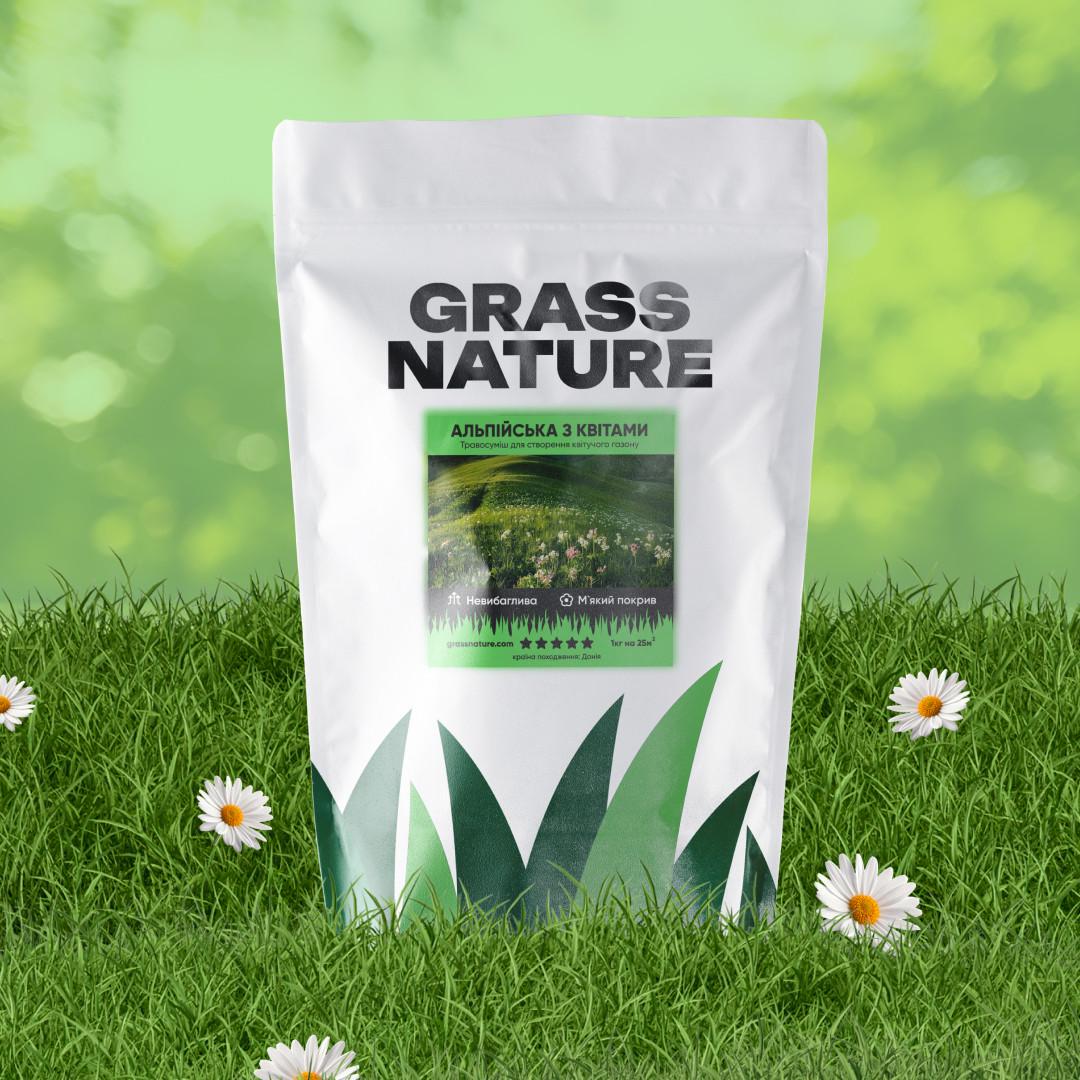 Семена газонной травы GrassNature Альпийская с цветами 3 кг (24463295)