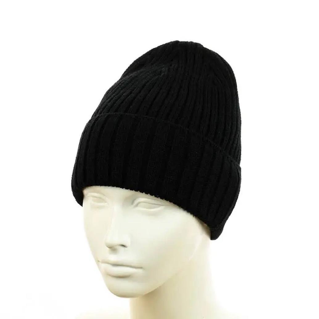 Шапка-бини зимняя с отворотом и флисовой подкладкой (ZHB_Черная) Шапка-бини зимняя с отворотом и флисовой подкладкой (ZHB_Черная)