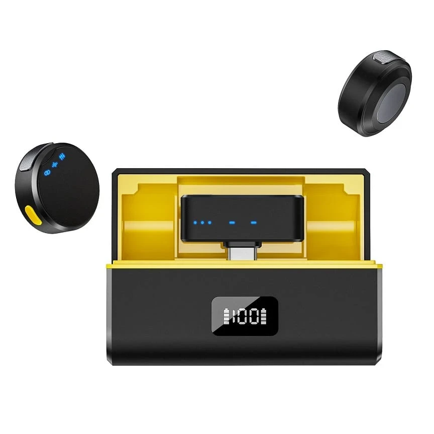 Микрофон беспроводной M9 петличный двойной Type-C с ветрозащитой/переходник Lightning M9 петличный двойной Type-C