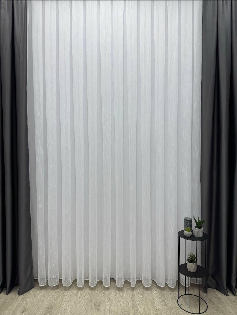 Тюль готовый на основе бамбука с шениловой нитью на тесьме 6 см 300х280 см Белый (930-Т32) Тюль готовый на основе бамбука с шениловой нитью на тесьме 6 см 300х280 см Белый (930-Т32)