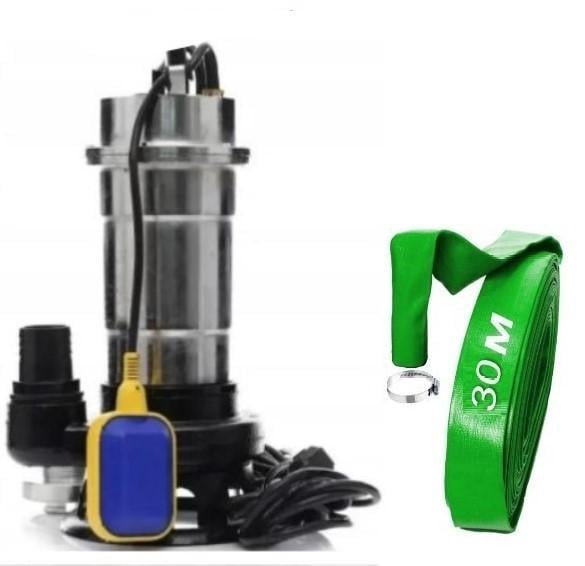 Насос фекальный Wisla WQS 2-2.5 хромированный чугун/нержавейка для грязной воды/фекалий/сливных ям с поплавком шланг 30 м (30491045)