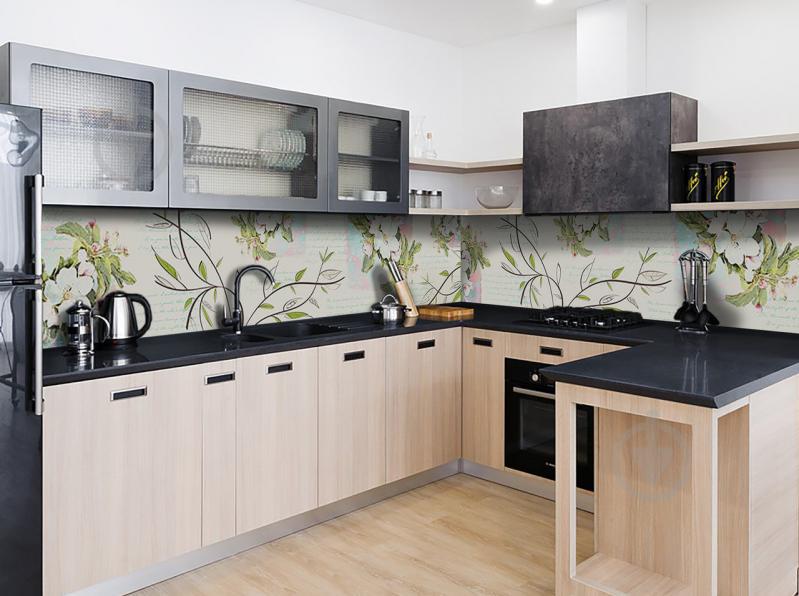 Скинали на кухню Zatarga  "Цветы яблони Ветви"  600х3000 мм виниловая 3Д наклейка кухонный фартук Z181749/2