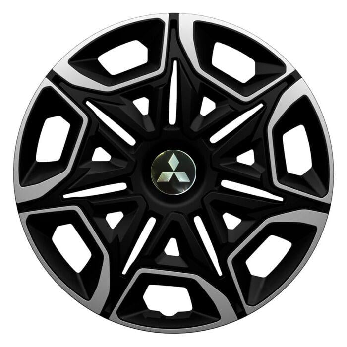 Ковпаки для коліс 4 Racing Varido R14 з логотипом Mitsubishi 4 шт. Silver/Black