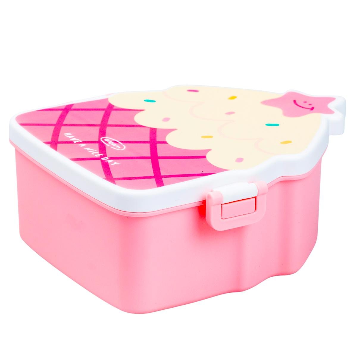 Ланч-бокс дитячий зі столовими приборами Cake 20х18х8 см Рожевий (HP12271P)