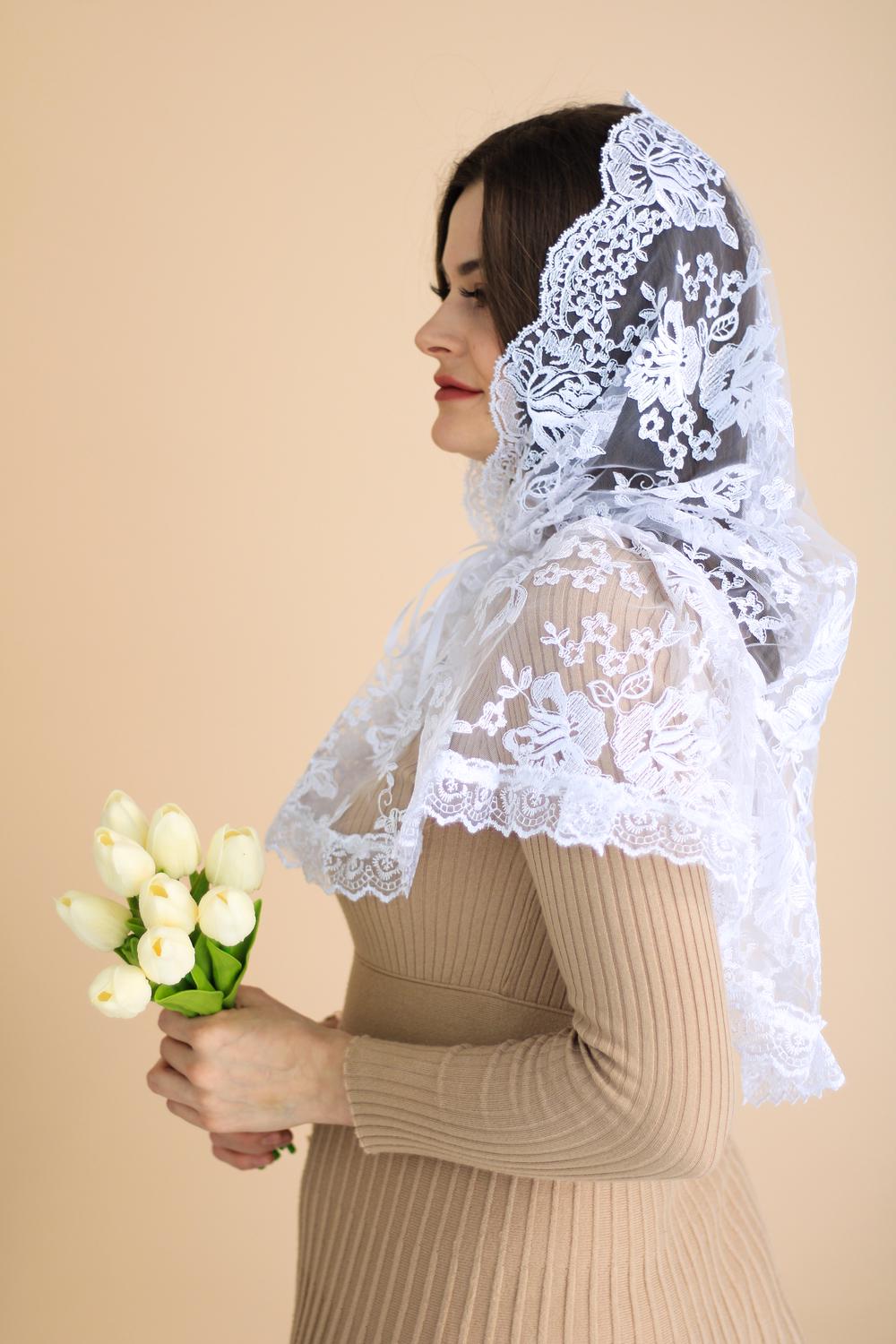 Палантин для храму на голову 80x120 см Білий (п009) - фото 9 Палантин для храму на голову 80x120 см Білий (п009) - фото 9