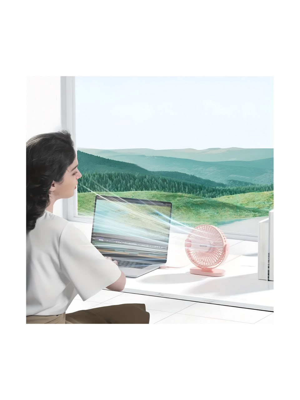 Вентилятор переносний MLS6110 на акумуляторі від USB для кемпінгу/офісу та дому Рожевий 83b0d99c - фото 3