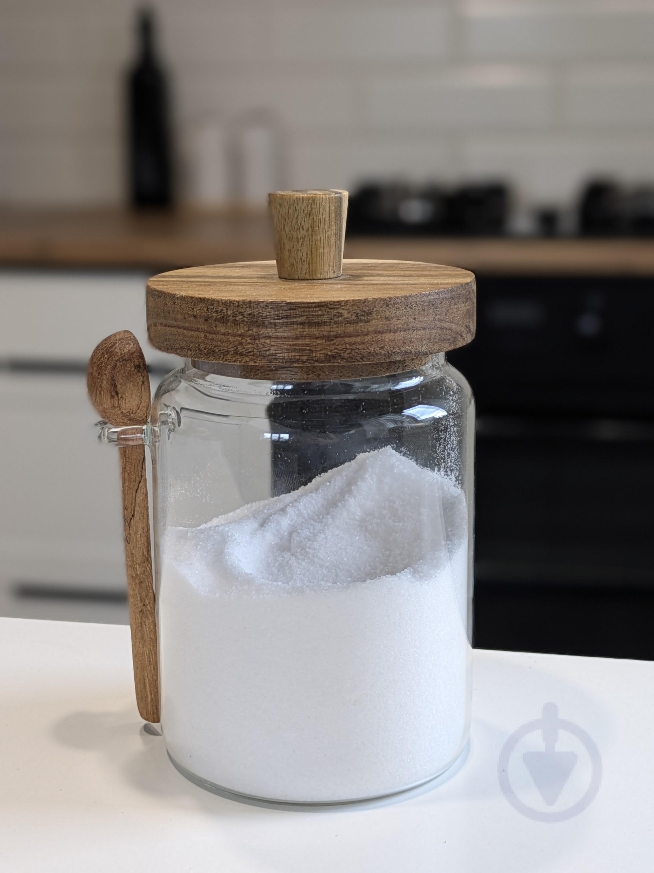 Емкость для сыпучих продуктов с деревянной крышкой и ложкой 850 мл Прозрачный (27735764)