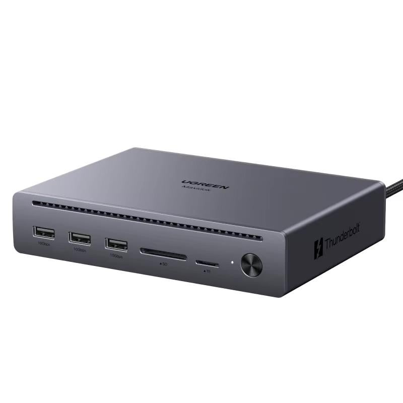 Док-станция UGREEN U712 Maxidok Thunderbolt 5 Docing Stantion 120 Gbps DisplayPort-8K/60Hz DC-140W SD/TF RJ45 Black (75795F)