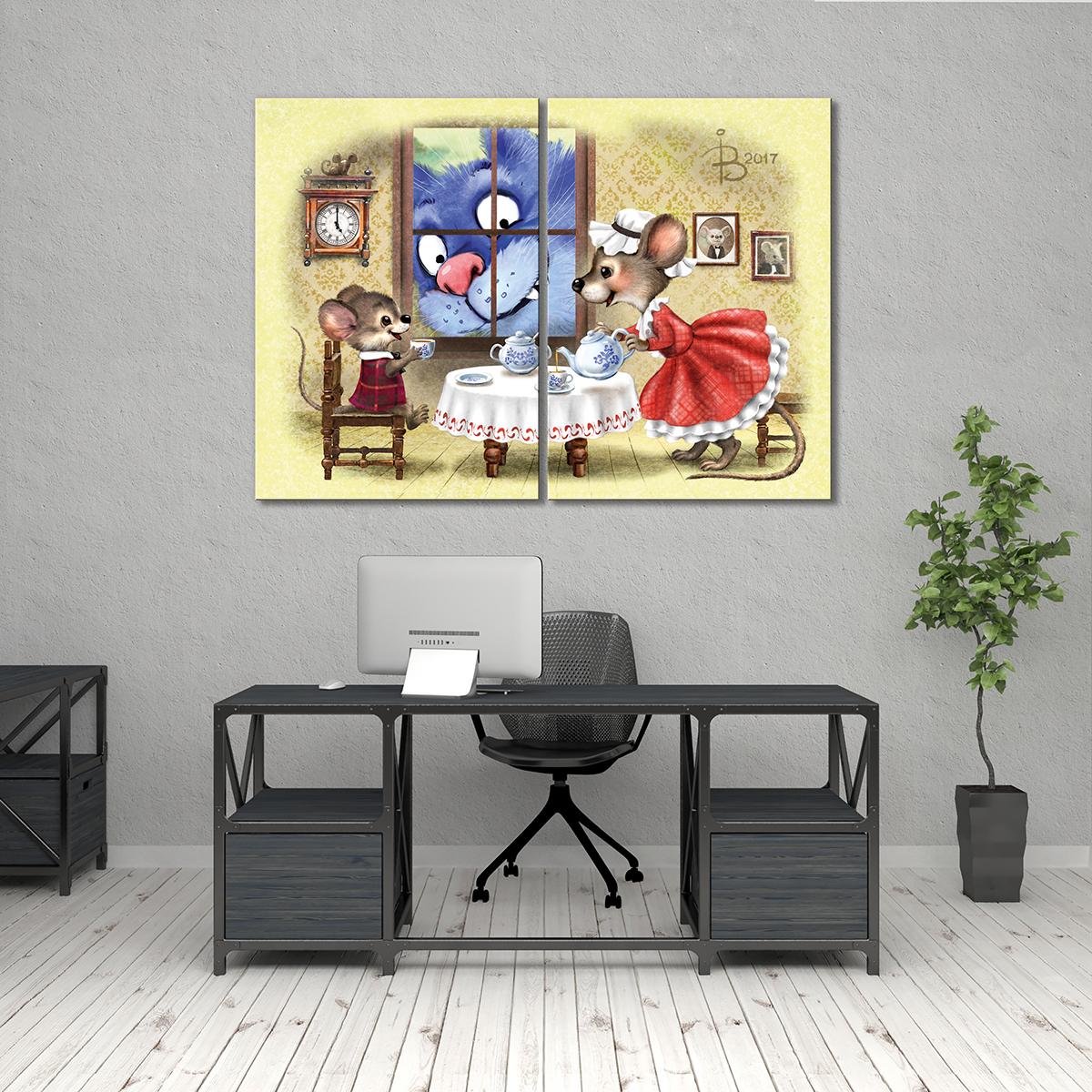 Модульная картина Заглянул в норку 2 модуля общий размер 90x135 см (_rinaz_20172224011)