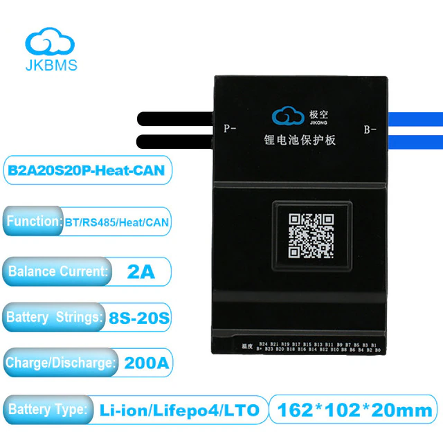 Контролер БМС JK-B2A20S20P 200A JiKong Smart BMS 200A 7S-20S Lifepo4 Li-ion LTO з активним балансуванням 2А струм 200А - фото 3