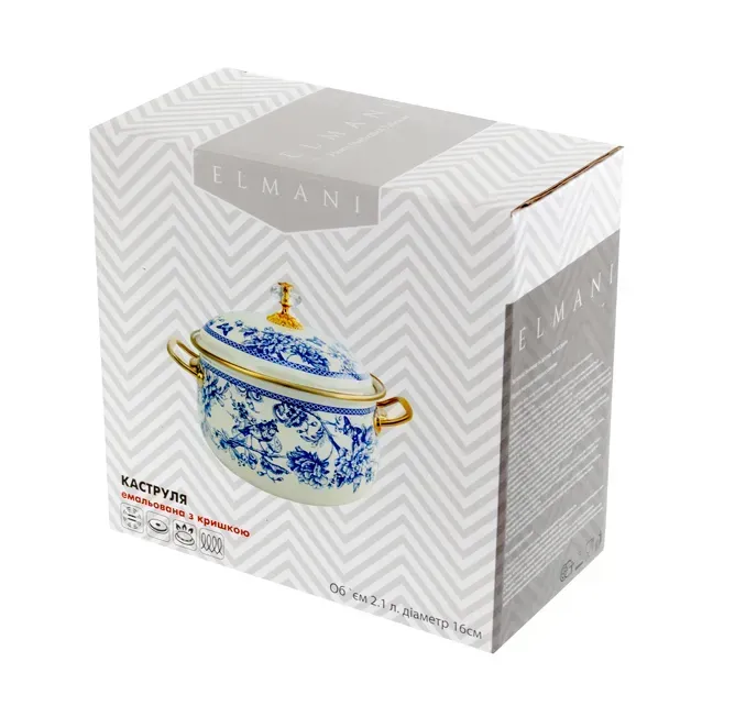 Каструля емальована BIRD Elmani з кришкою 2,1 л 16 см (763-041) - фото 3 Каструля емальована BIRD Elmani з кришкою 2,1 л 16 см (763-041) - фото 3