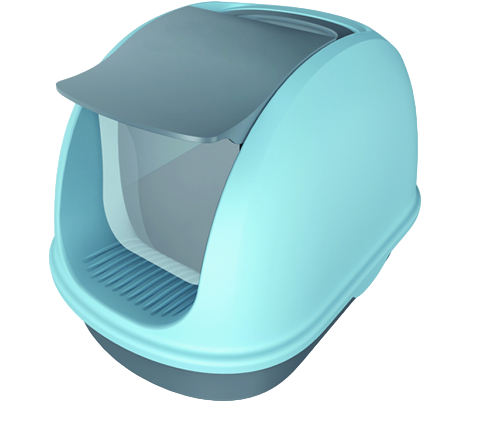 Туалет котячий закритий JCB з переднім отвором містить лопатку 56х39х42 см Бірюзовий (MSP-007)