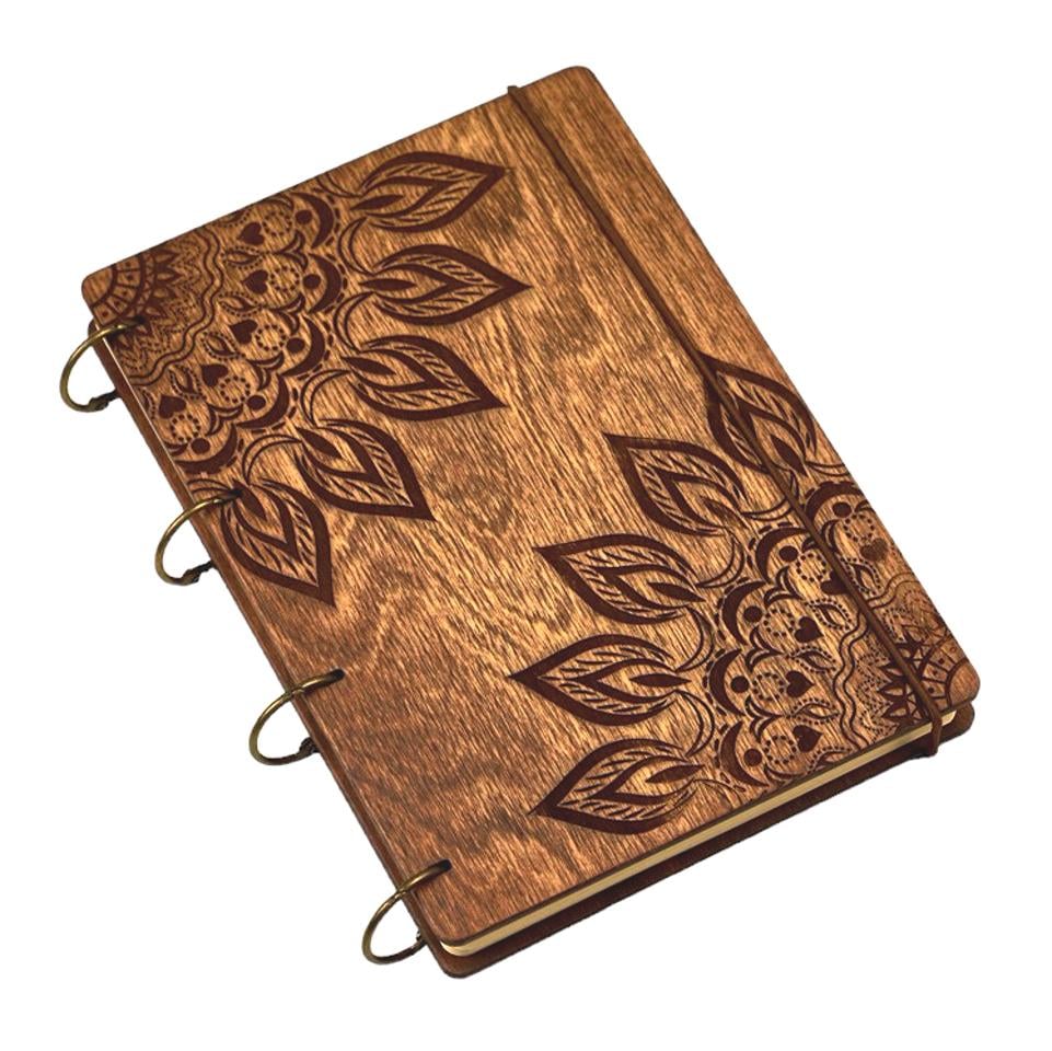 Блокнот с деревянной обложкой Мандала 2 темный А5 60 л. (7364)