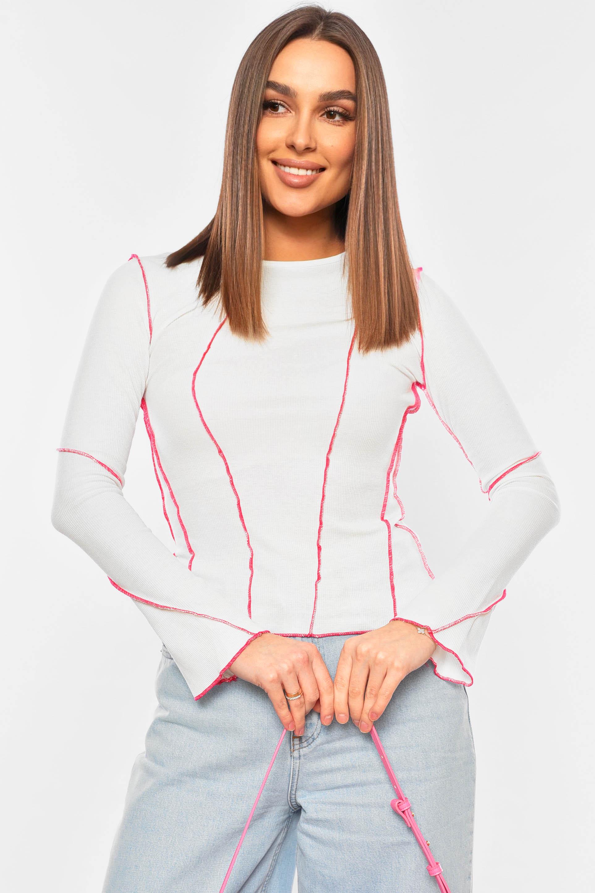 Кофта жіноча 201337 в рубчик S-M Білий (201337_!312594_42-44)