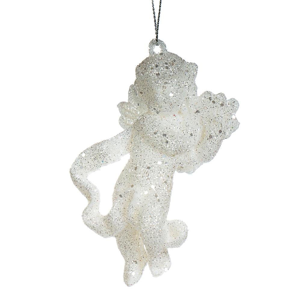 Елочная игрушка Ангел блестящий Белый (018NZ) Елочная игрушка Ангел блестящий Белый (018NZ)