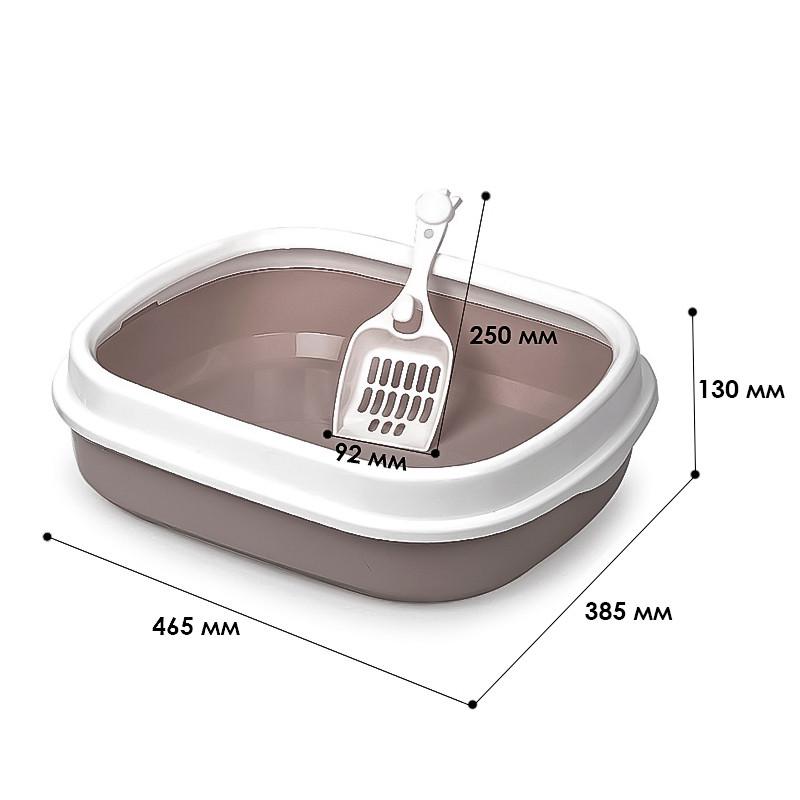Лоток для кішок Taotaopets 225501 з лопаткою 46x38x13 см Coffee (1908888651) - фото 2
