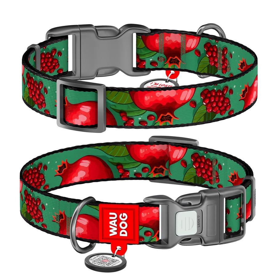 Ошейник для собак с QR-паспортом Waudog Nylon Гранаты пластиковый фастекс М 20 мм 28-40 см Green (281-4052) Ошейник для собак с QR-паспортом Waudog Nylon Гранаты пластиковый фастекс М 20 мм 28-40 см Green (281-4052)