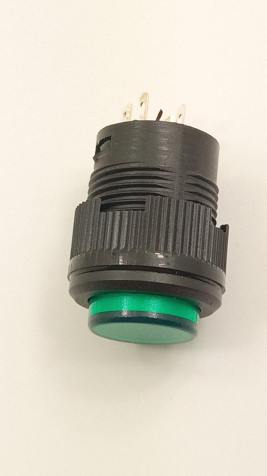 Кнопка з фіксацією R16-503AD з підсвічуванням 16 мм Зелений (32488)