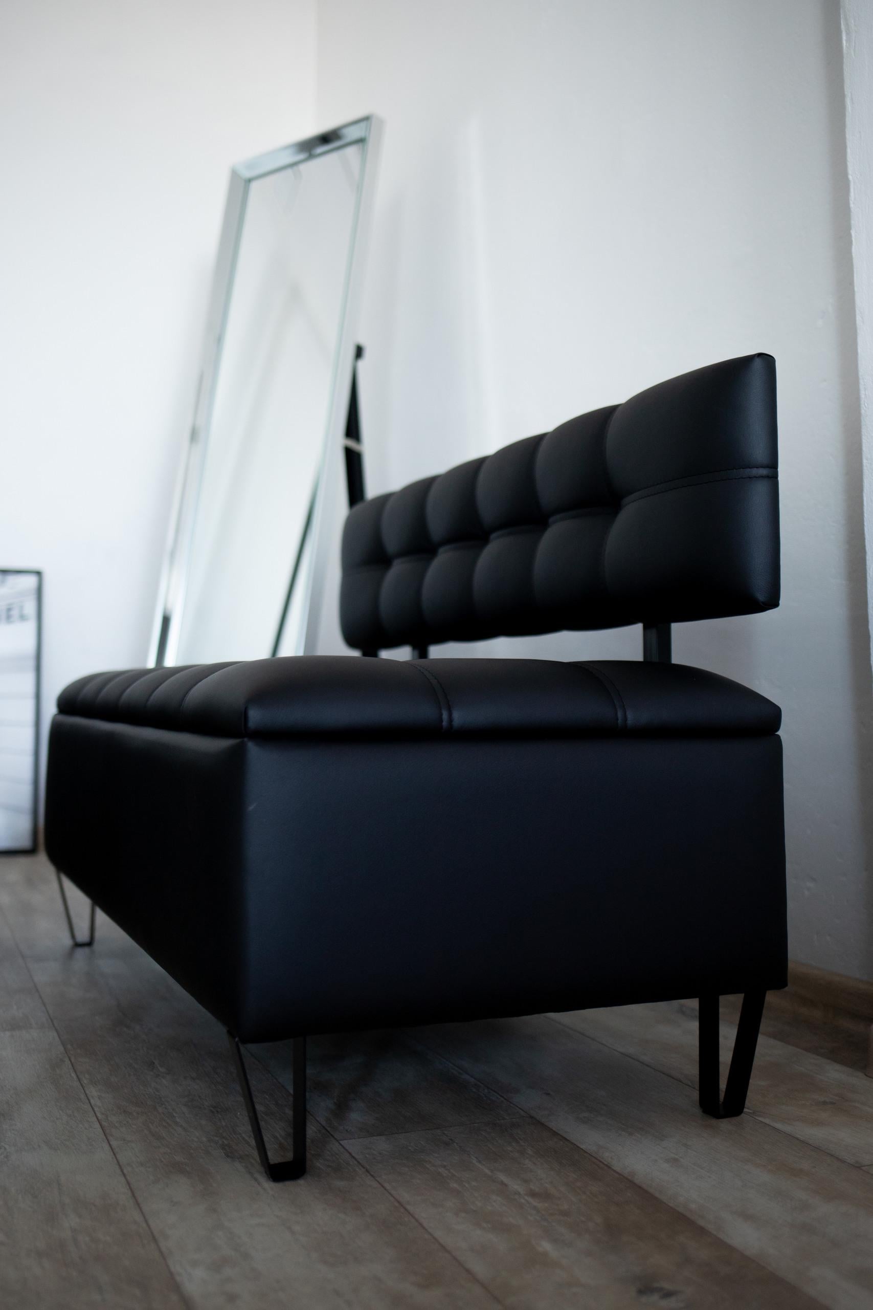 Диван офісний Nova велюр для зони очікування/кухні/вітальні Чорний