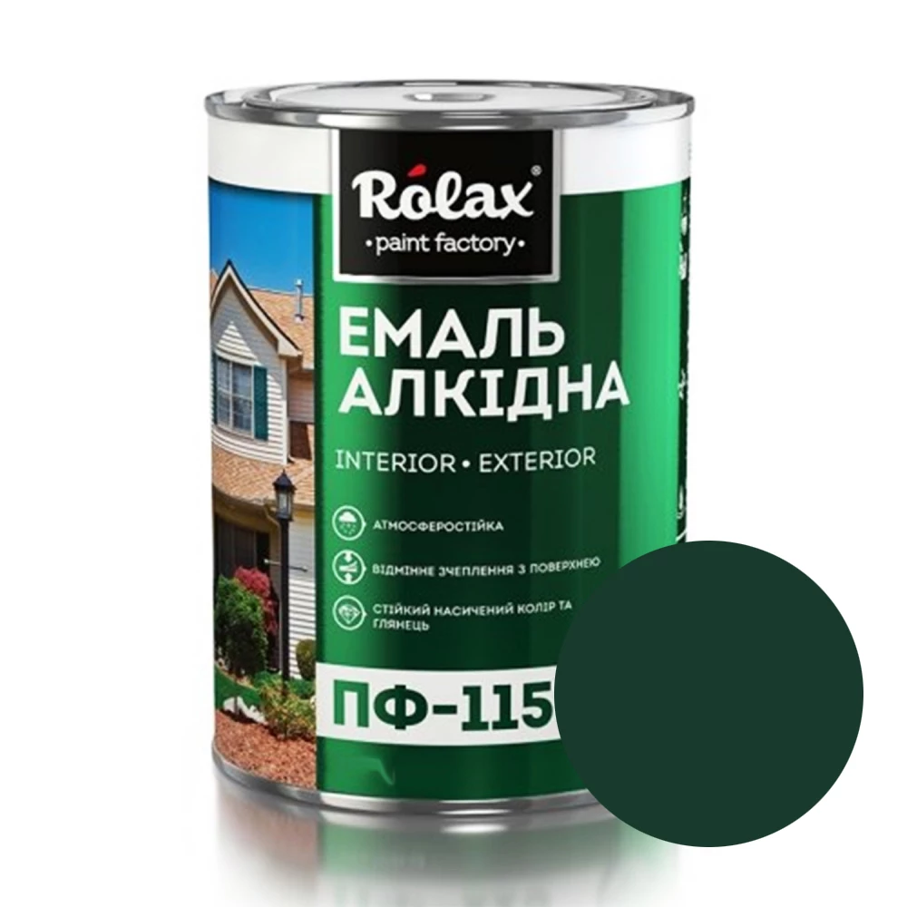 Эмаль алкидная ПФ-115 Rolax 0,9 кг Изумрудный (2687629951) - фото 1 Эмаль алкидная ПФ-115 Rolax 0,9 кг Изумрудный (2687629951) - фото 1