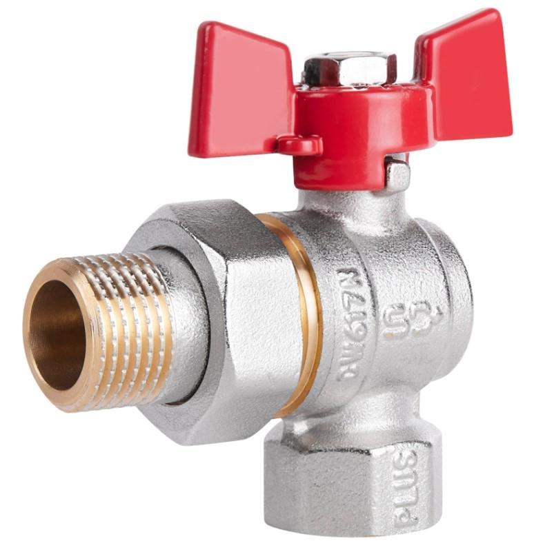 Кран шаровой с американкой Thermo Alliance Standart 1/2" ВН угловой латунь PN40 бабочка (SD222NW15PN40)