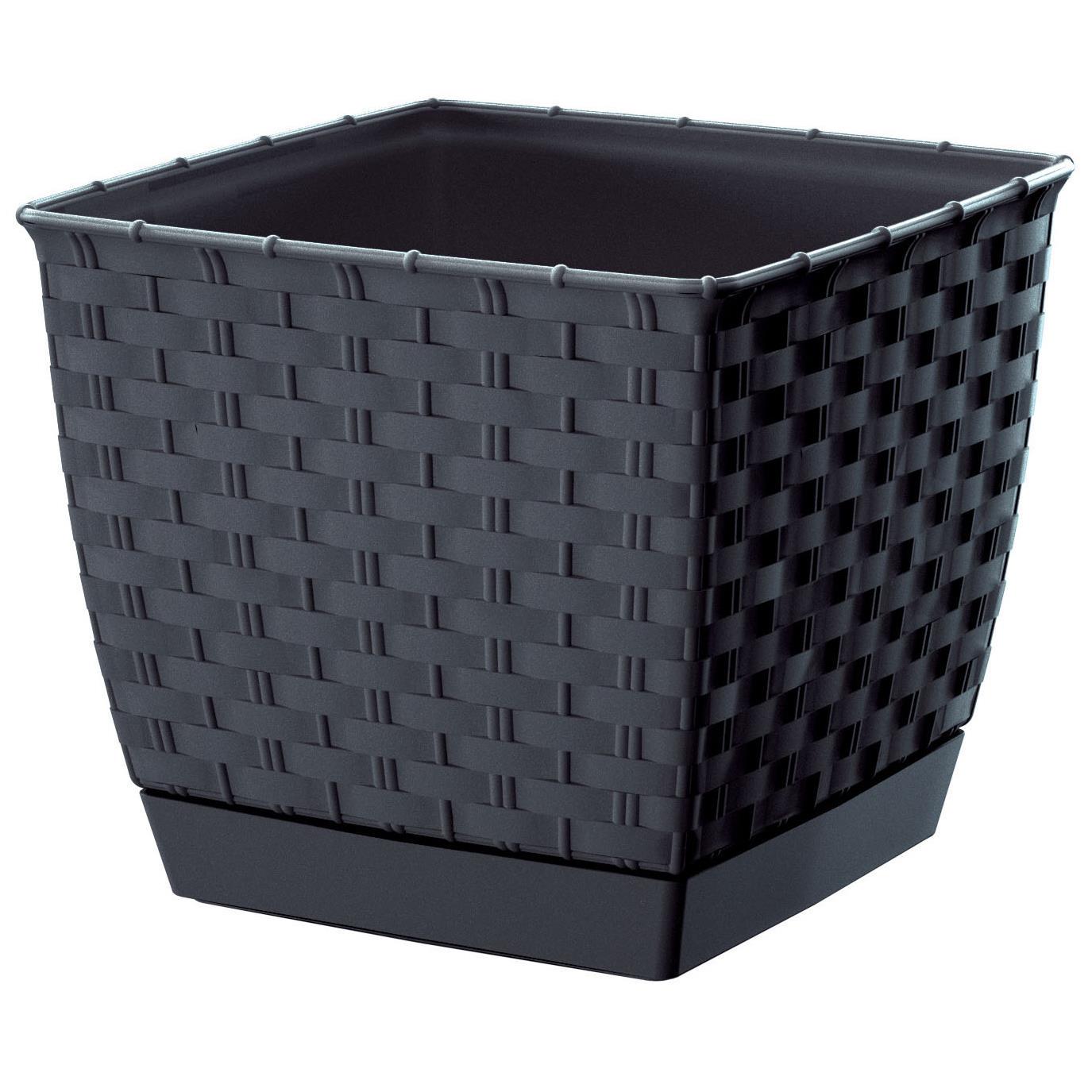 Горщик для квітів Ratolla з підставкою 16,5х16,5х14,2 см Антрацитовий (70769-433)