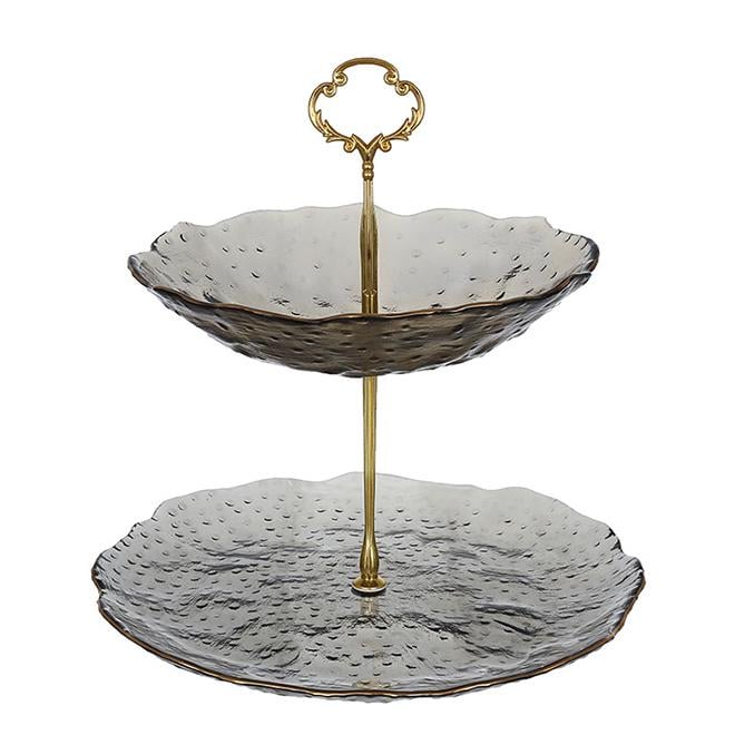 Фруктовница стеклянная трехъярусная 24,5 см (33507)