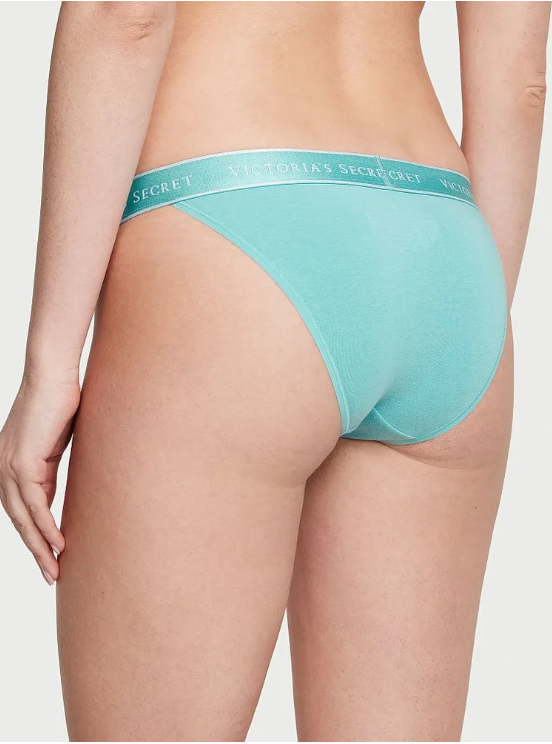 Труси жіночі Victoria's Secret Logo Cotton Tanga XS Бірюзовий (26763524) - фото 2