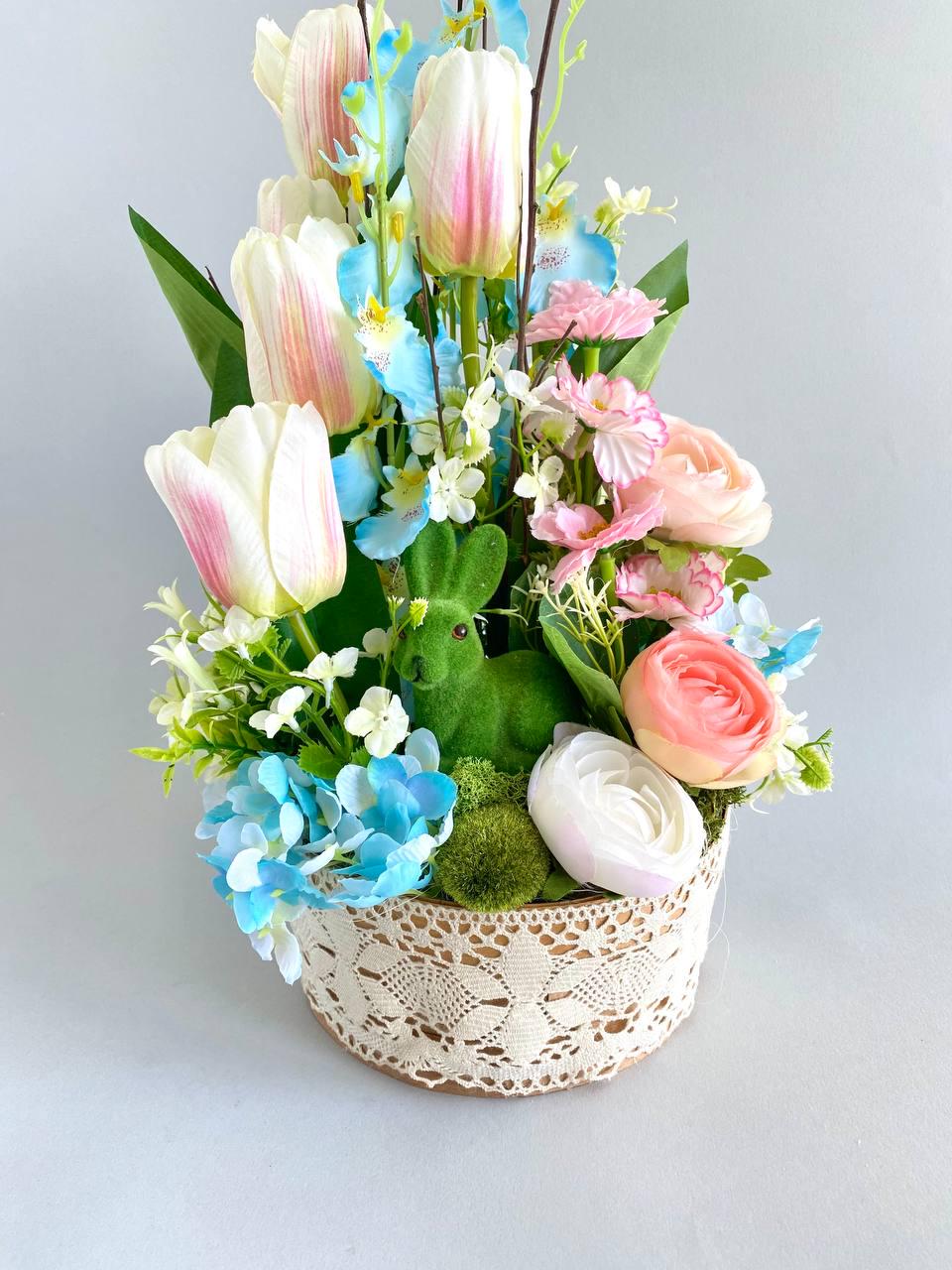 Великодня композиція Весняна з фігуркою кролика - фото 3 Великодня композиція Весняна з фігуркою кролика - фото 3