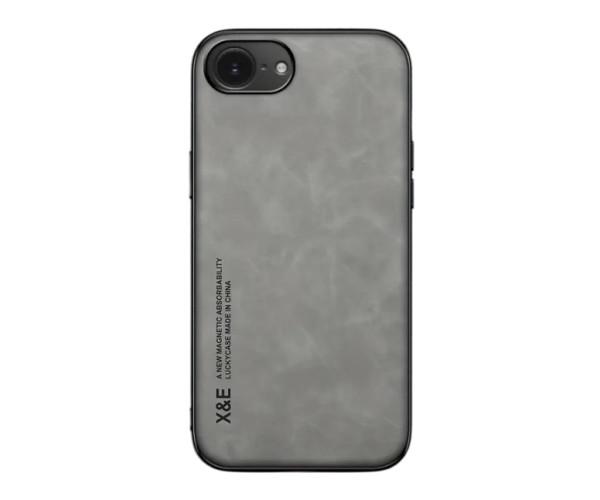 Кожаный чехол - накладка X&E для iPhone 16e с металлической вставкой Серый